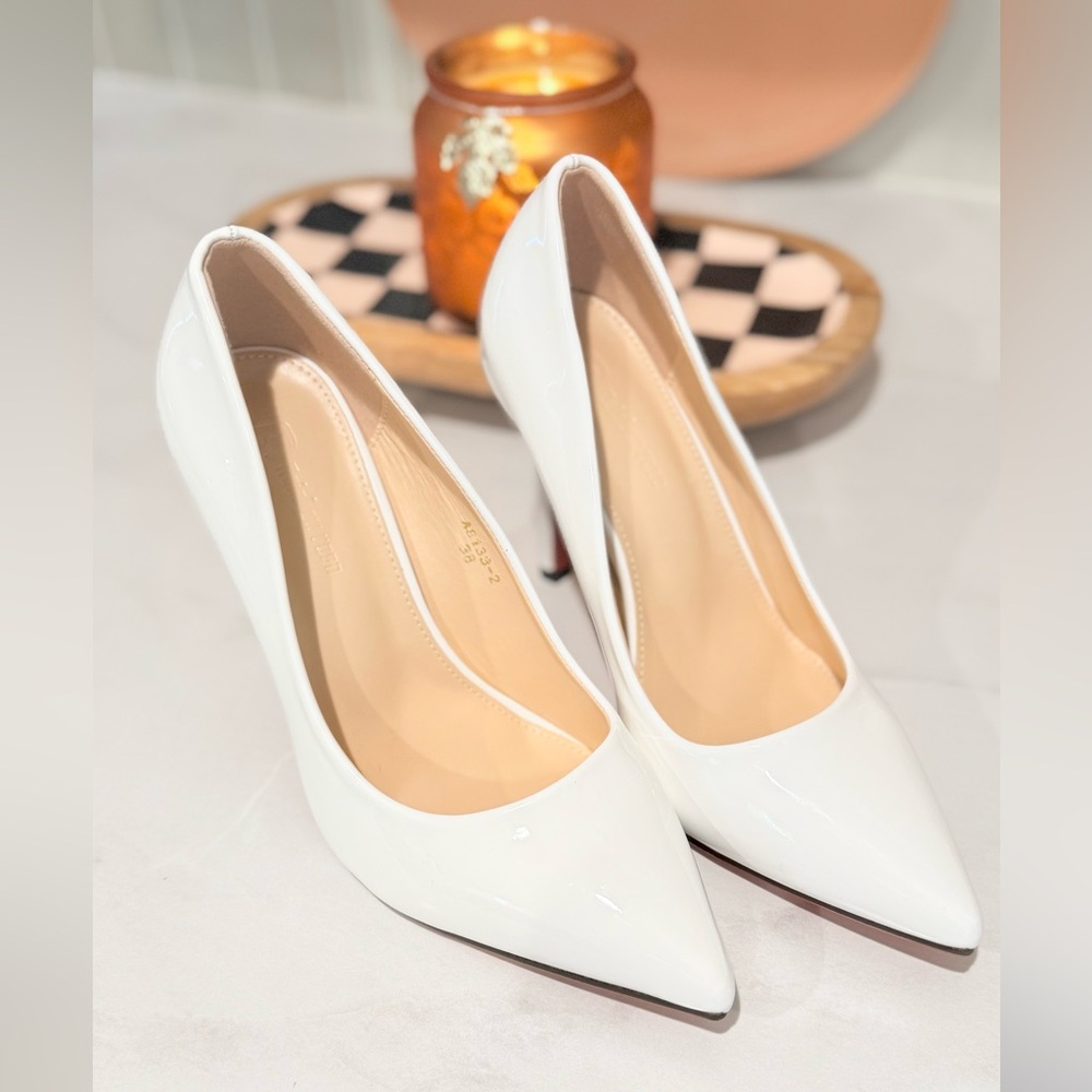 Chic White Patent Leather Heels